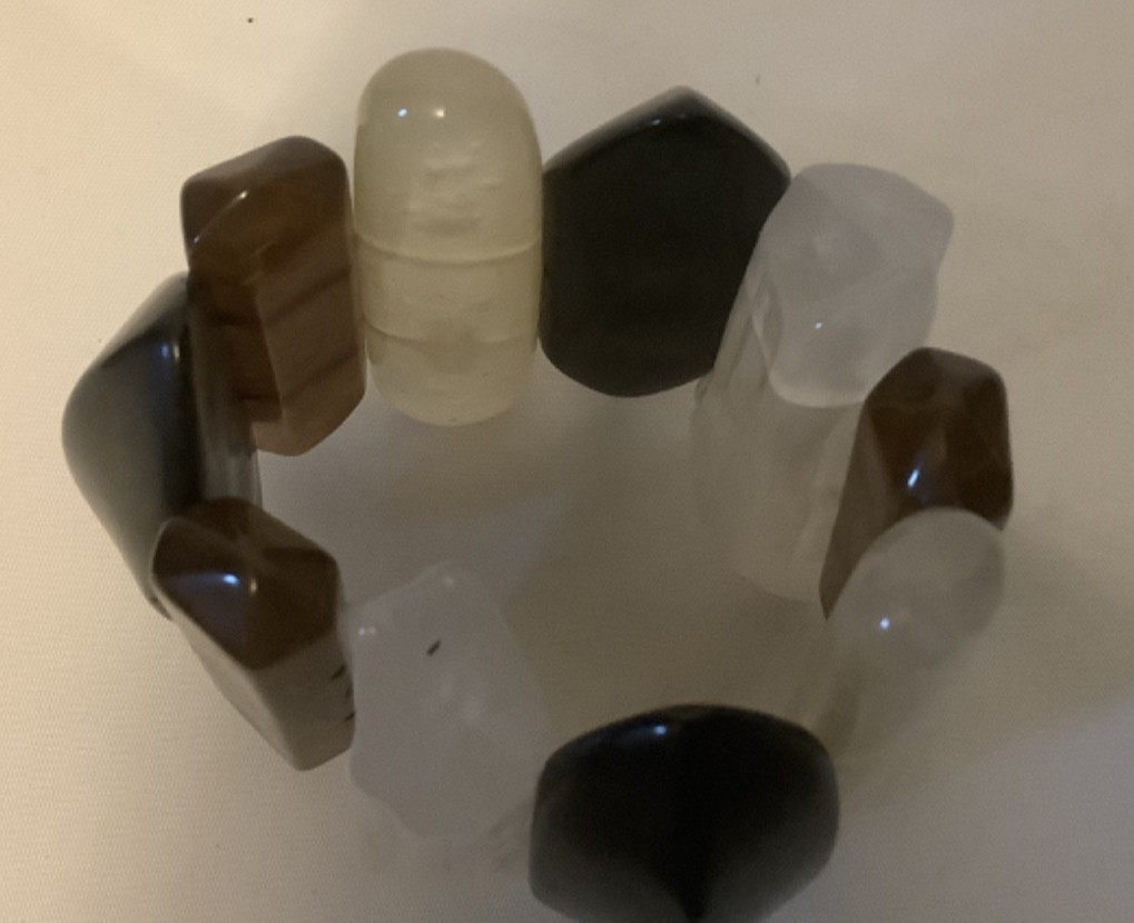 Plastic Chunky Stretch Wide Bracelet-clear/black/amber