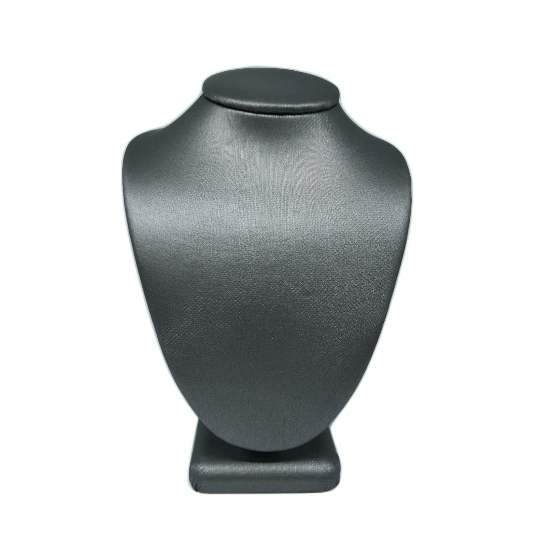 Novel Box Necklace Jewelry Display Bust Silver Leatherette 6-1/4″ Height