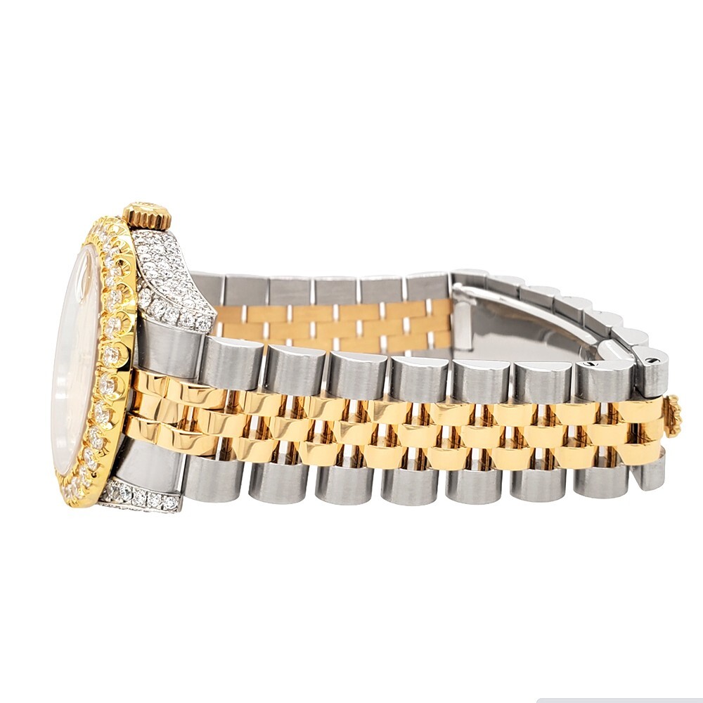 Rolex Datejust 31mm 2-Tone Champagne Floral Dial 4.4ct Diamond Bezel/Case Watch