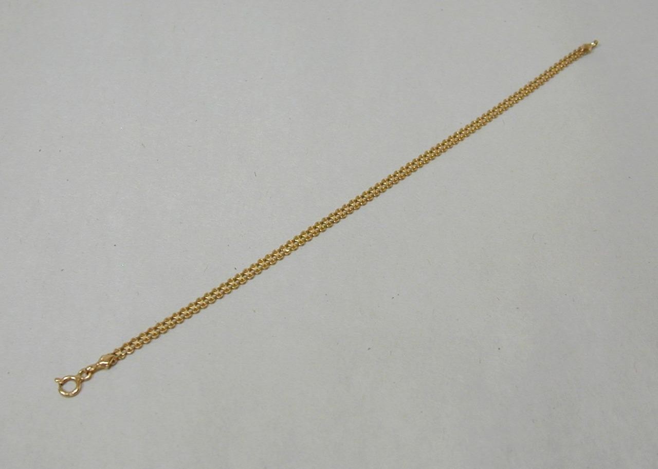 Vintage 14K Yellow Gold Italian 3mm Bismarck Link Chain 7” Bracelet Solid 585