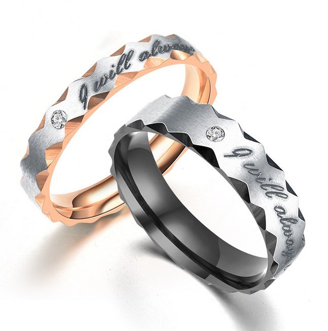 New Design Stainless Steel Couple Rings Promise Love Forever Wedding Gift