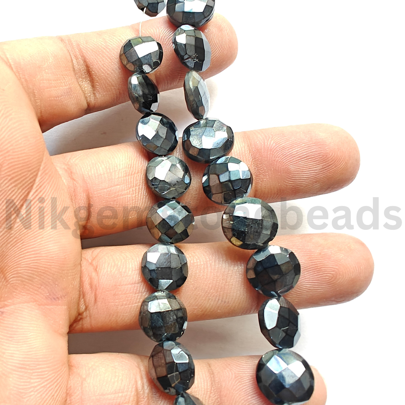 Natural Mystic Plated Spinel Beads, Briolette Faceted Coin Cut Gems, 10.5-12.6MM