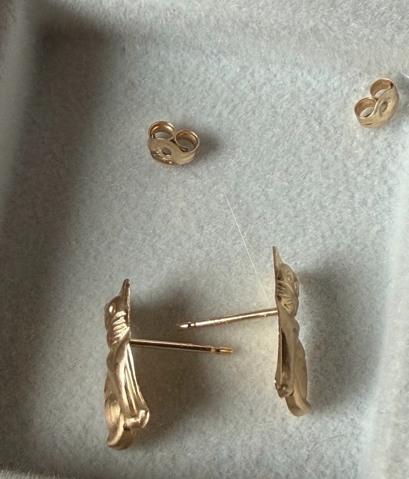 Real 10K Solid Yellow Gold 12.7MM Diamond Cut Small Cat Kitten Stud Earrings