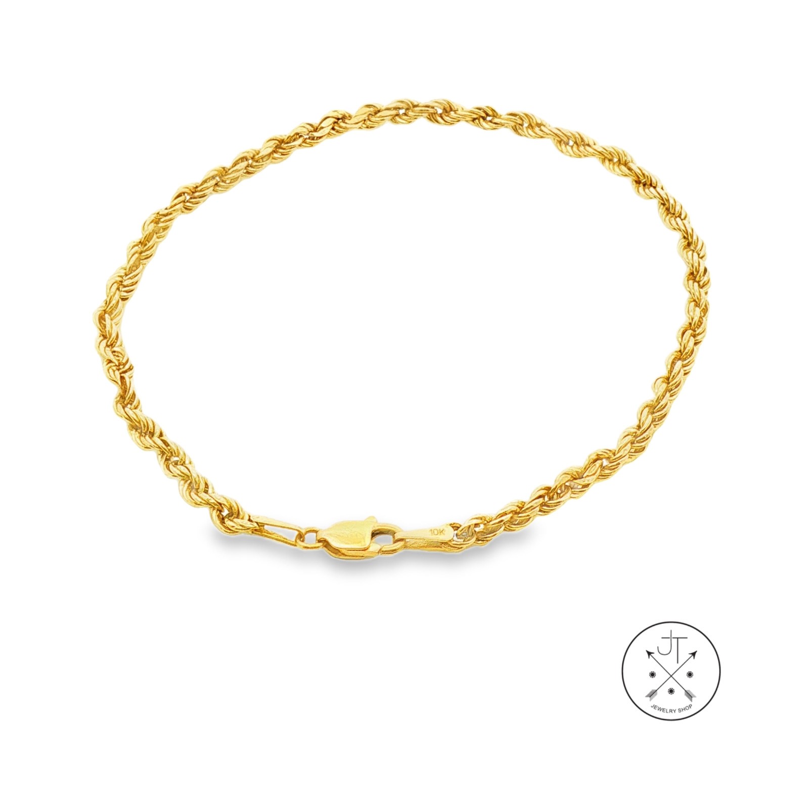 10k Yellow Gold 7.5 Inch 3 mm Rope Bracelet Chain