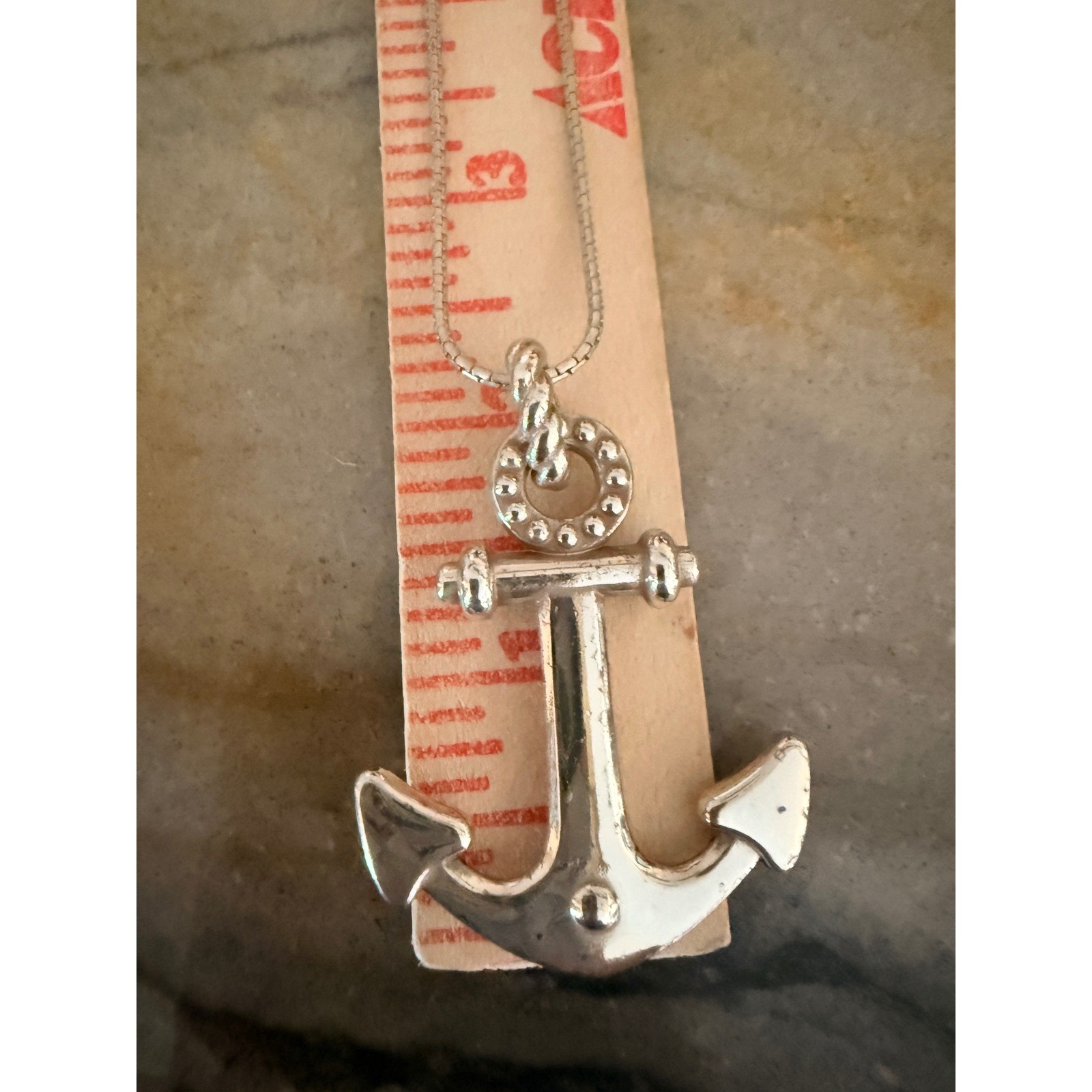 Brighton Silver Tone Crystal Anchor Pendant Necklace Nautical Maritime 19 In