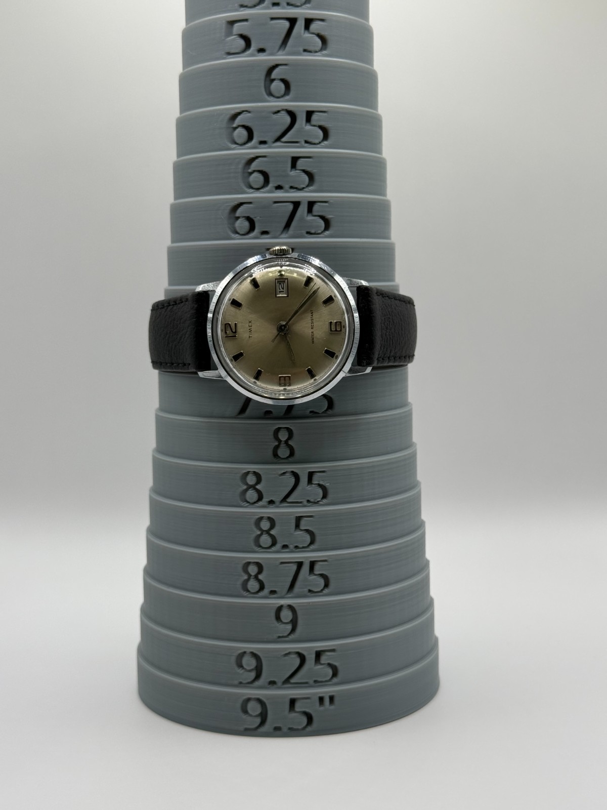 Vintage 1970 Timex Marlin Mechanical Silver Tone Black Leather Serviced
