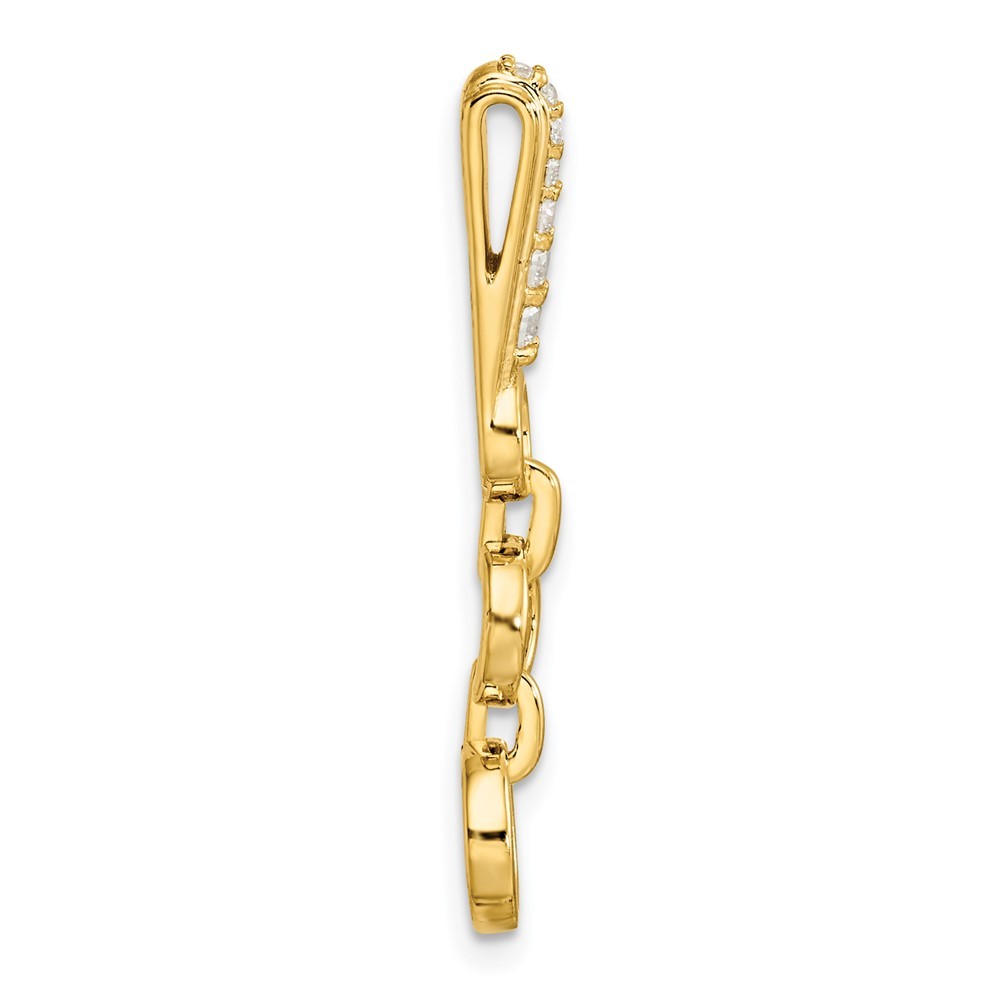 14k Yellow Gold 1/8 carat Lab Grown Diamond Dangle Circle Chain Slide VS/SI, G