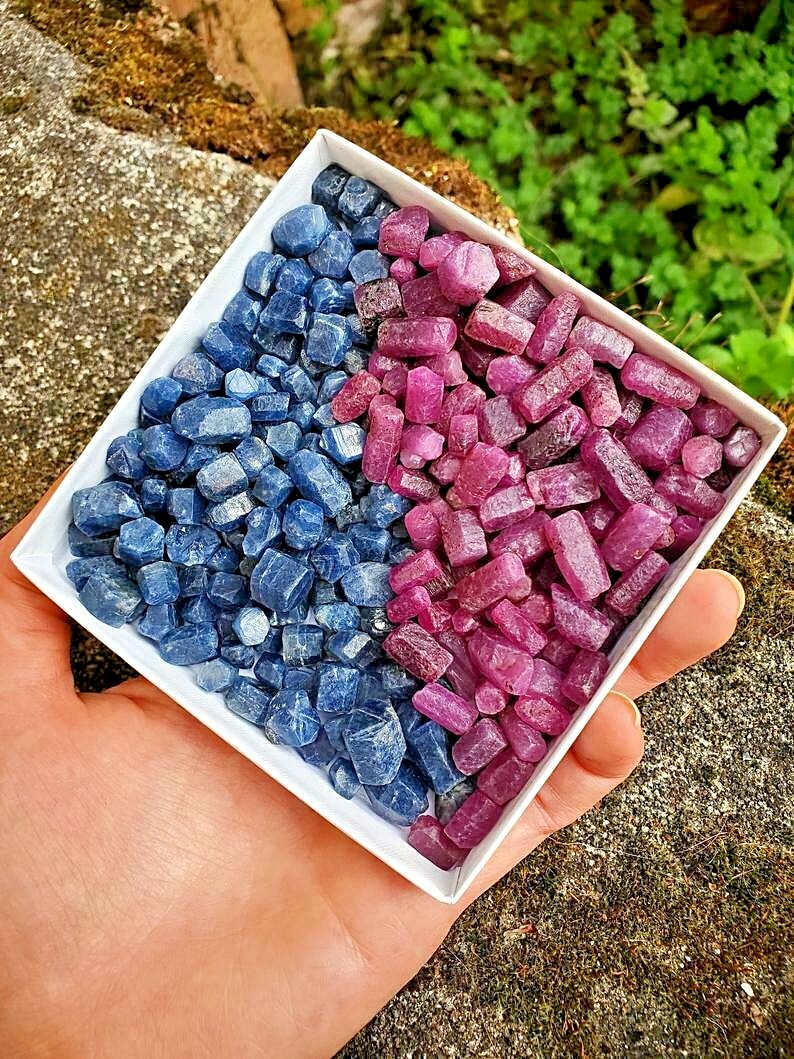 Natural Unheated CERTIFIED Ruby Raw + Sapphire Loose Gemstone Rough Mix 100Carat