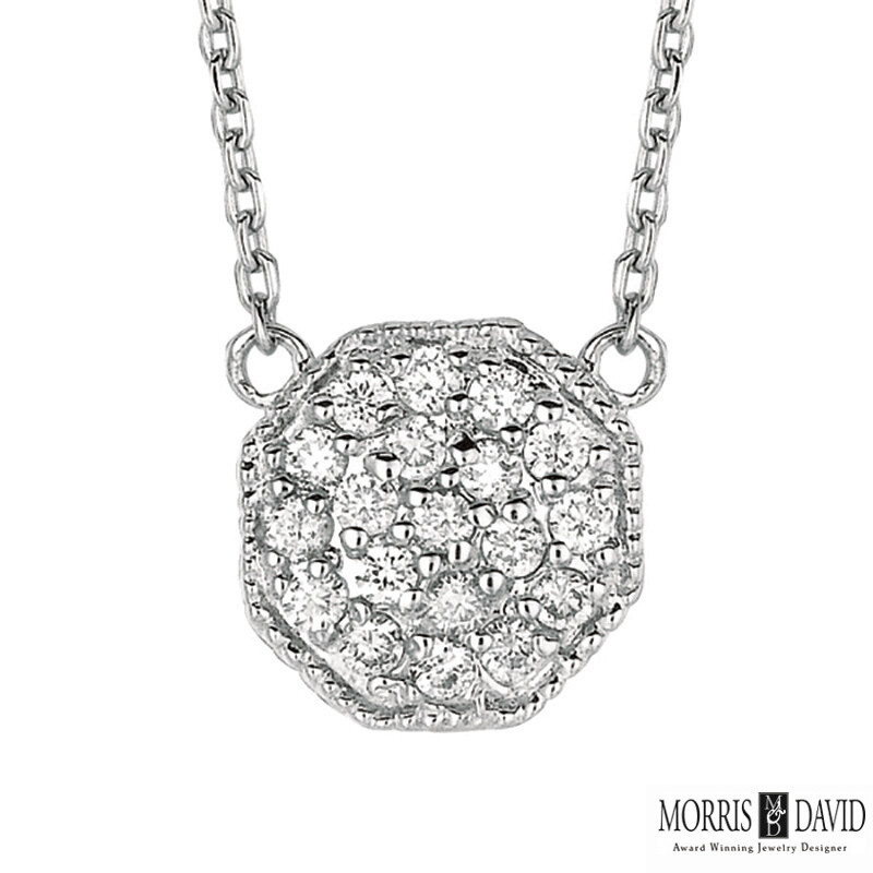 0.27 Carat Natural Diamond Octagonal Shape Necklace 14K White Gold