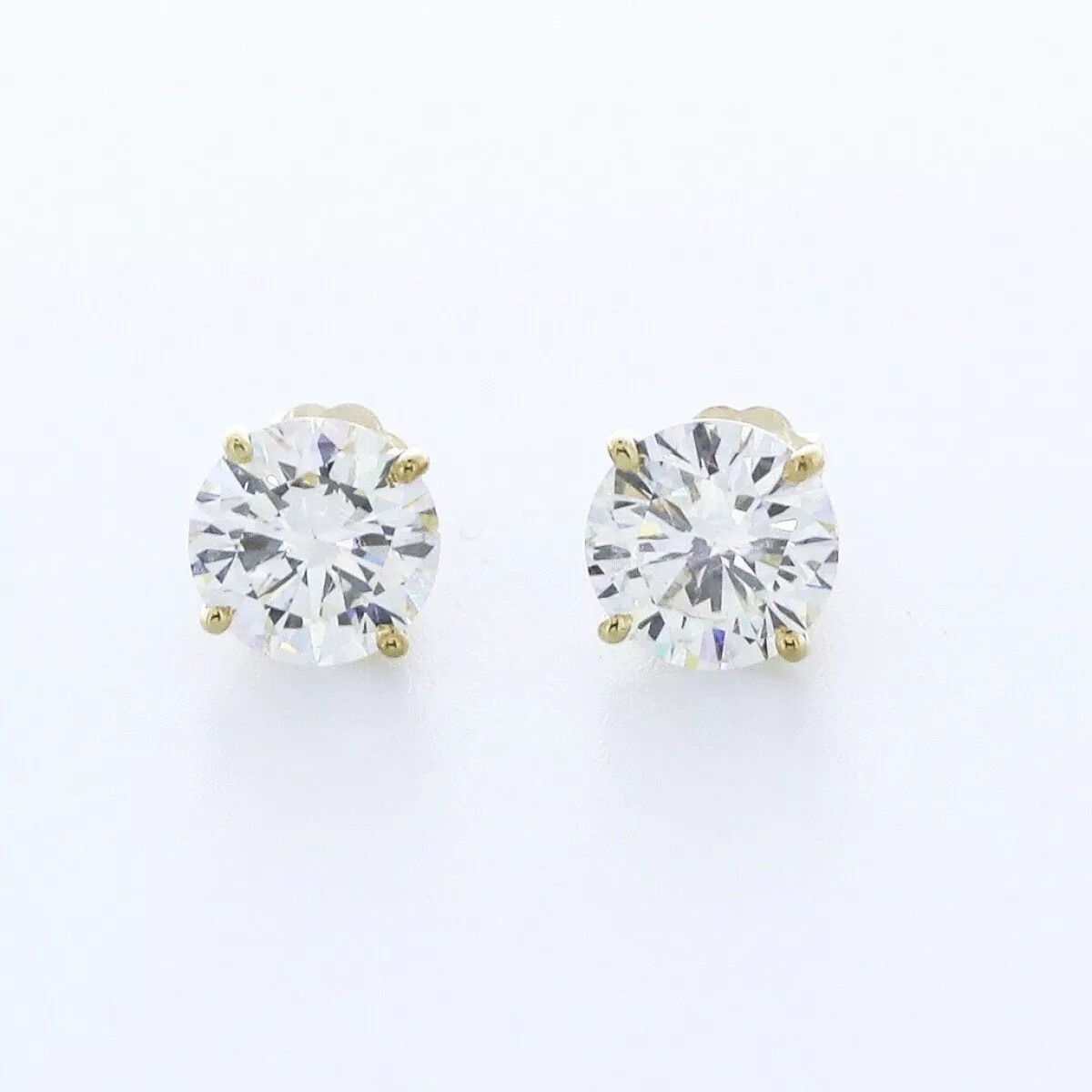 Stud Earrings Classic Solid 14K White Gold 2.40 CT Round Natural Diamond H SI2