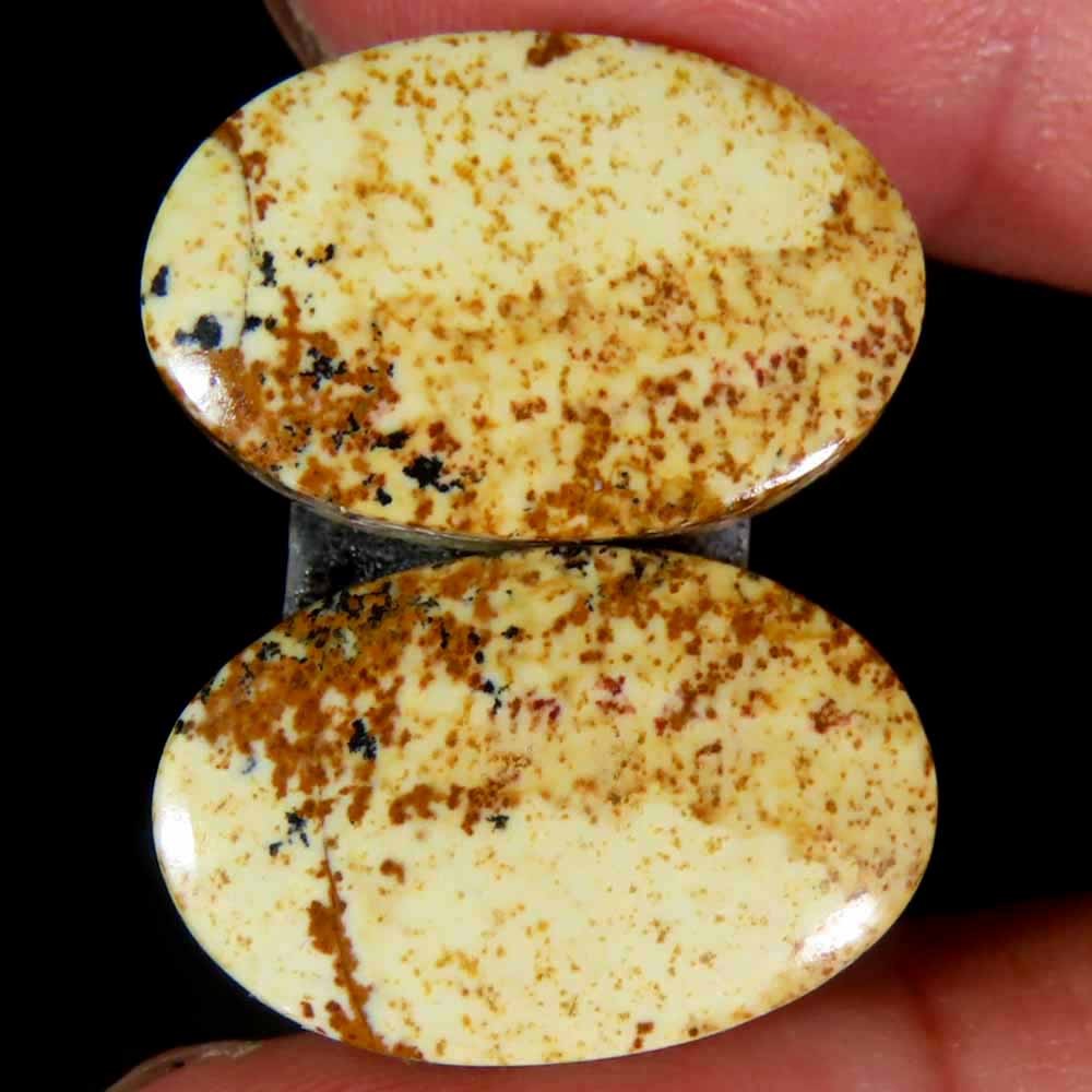 23.65Cts.100% Natural Designer Picture Jasper Oval 13x19x5mm cab Pair Gemstone