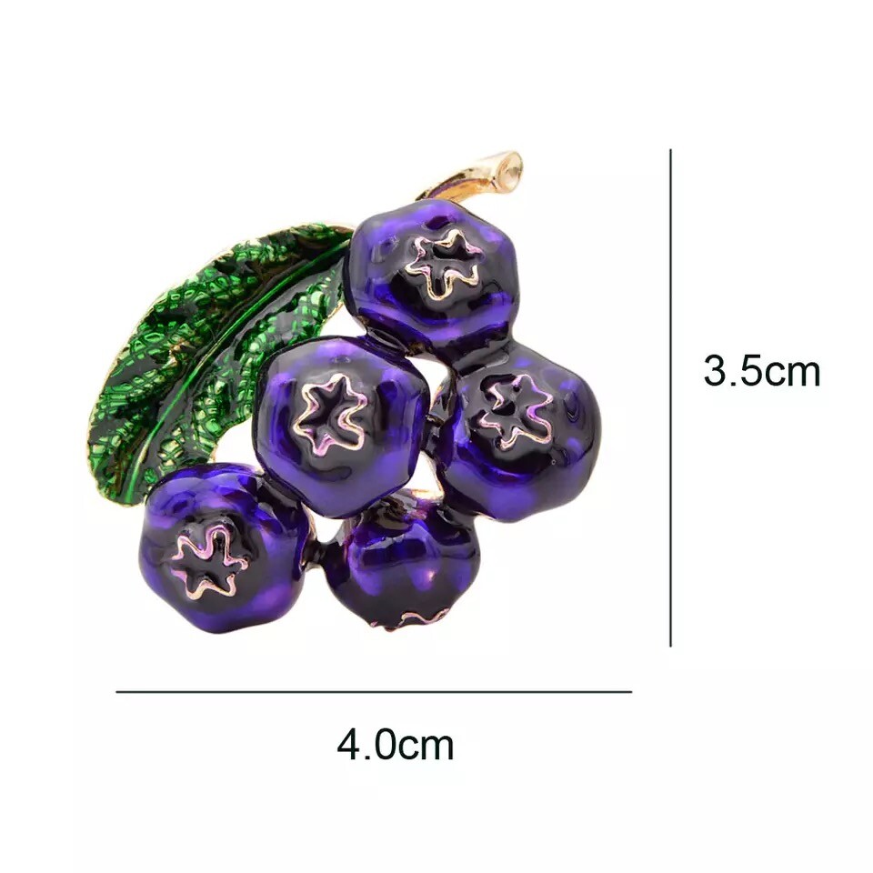 ZARD Blueberry Brooch in Purple Enamel Natural Jewelry Fruit Jewellery Broche