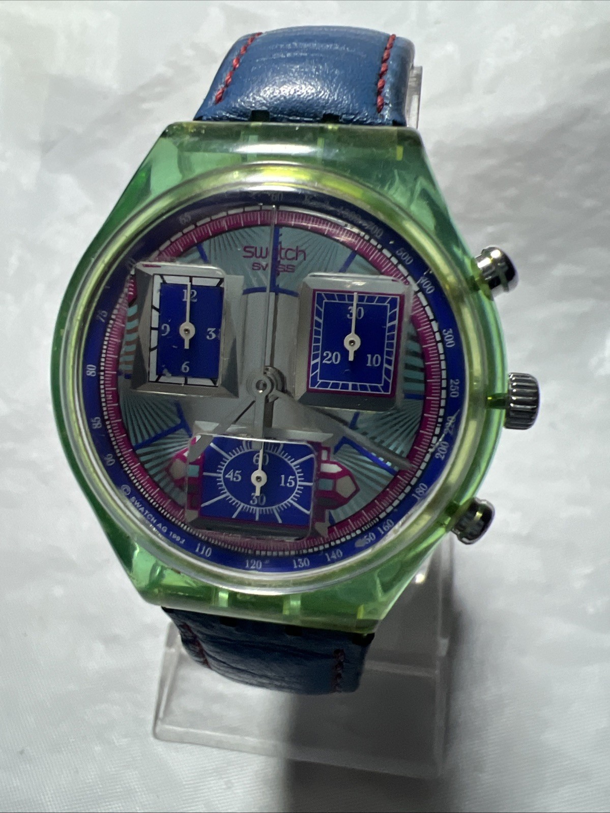 Swatch SWISS Choreograph,(ECHODECO) SCN112,37mm, joyful Purple& Green Dial Motif