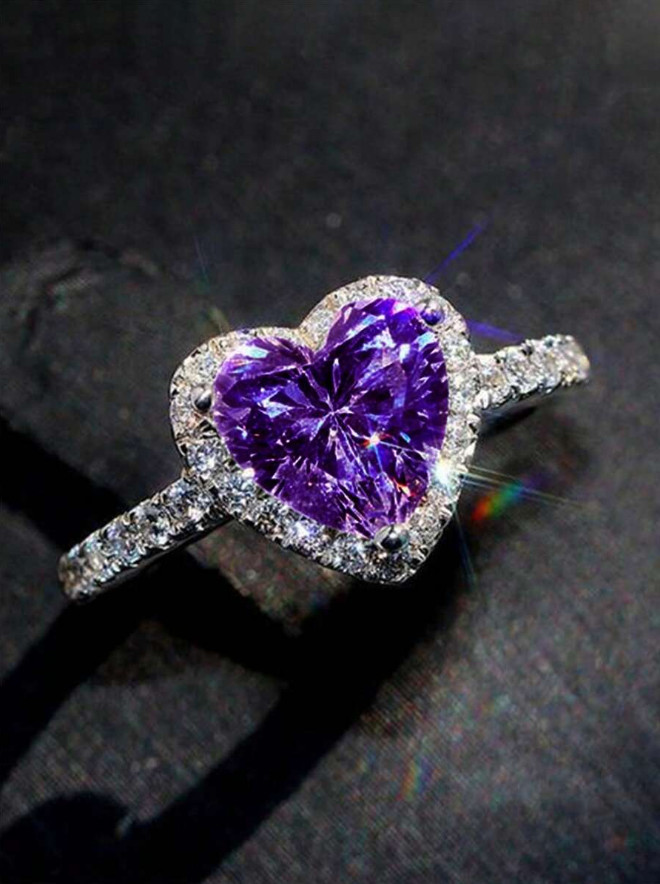 Fashion Women Luxury Heart Shaped Cubic Zirconia Wedding Engagement Ring Jewelry