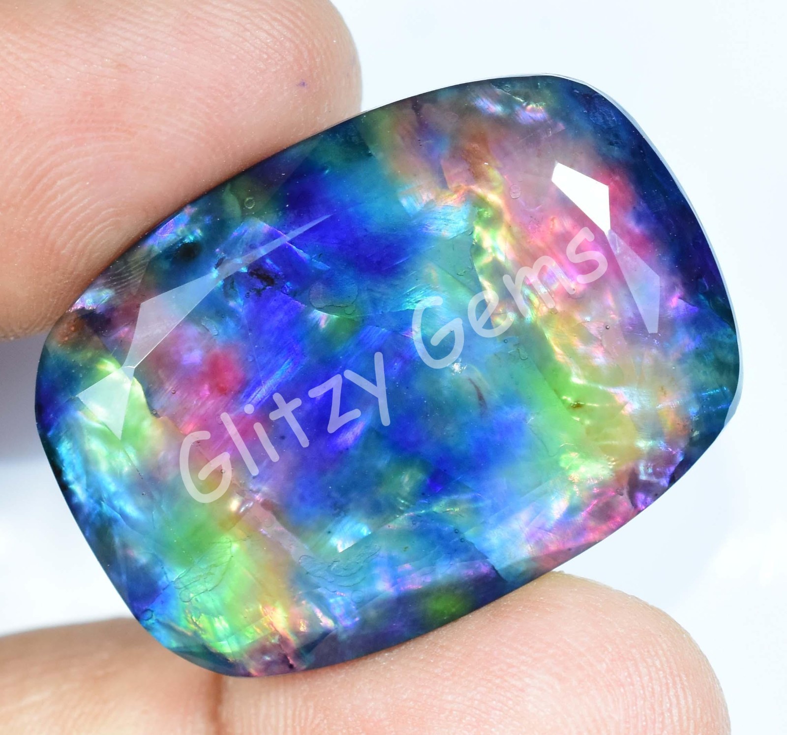 40.55 Ct Natural Ammolite Loose Gemstone Opal Like Organic Doublet Rare Gemstone