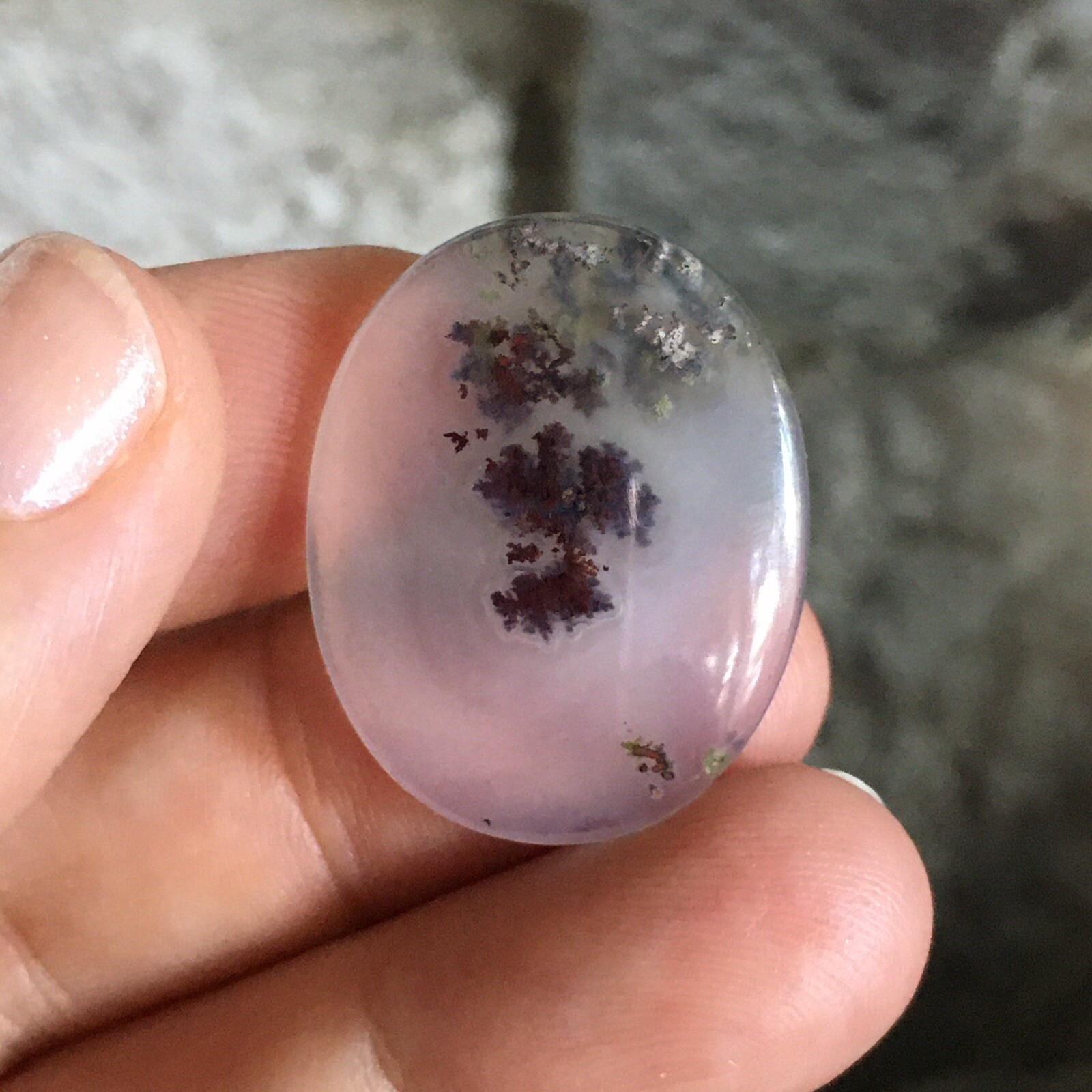 28×22.5×5.4mm Very Fune Dendrite Agate Oval Cabochon Loose Picture Stone