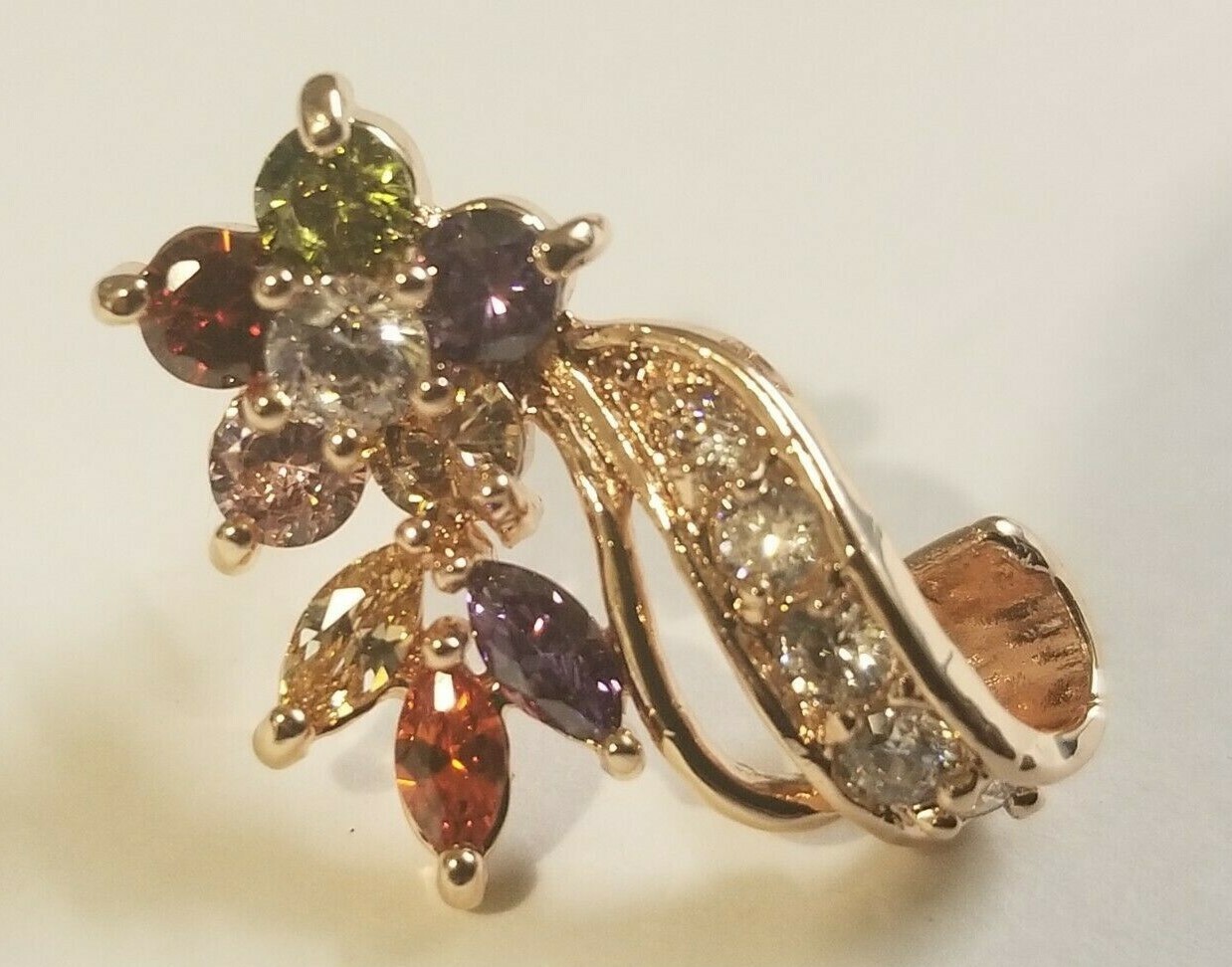 Rose Gold Overlay Beautifully Lab Created Multicolor Stone Earrings