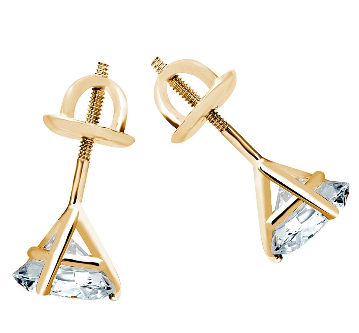 Yellow Gold Women’s Earrings Round 1.50 Ct Lab Created Diamond Martini Studs 14k