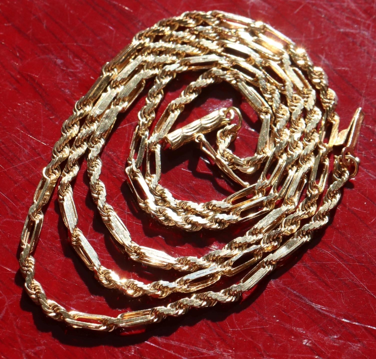 14k yellow gold necklace 20.0″ Figarope chain vintage 7.90gr N3637 Fortunoff