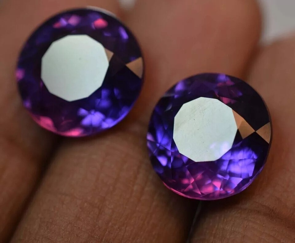 Montana 14+ Ct Sapphire Natural Pair Purple Pink Round Cut Certified Gemstones