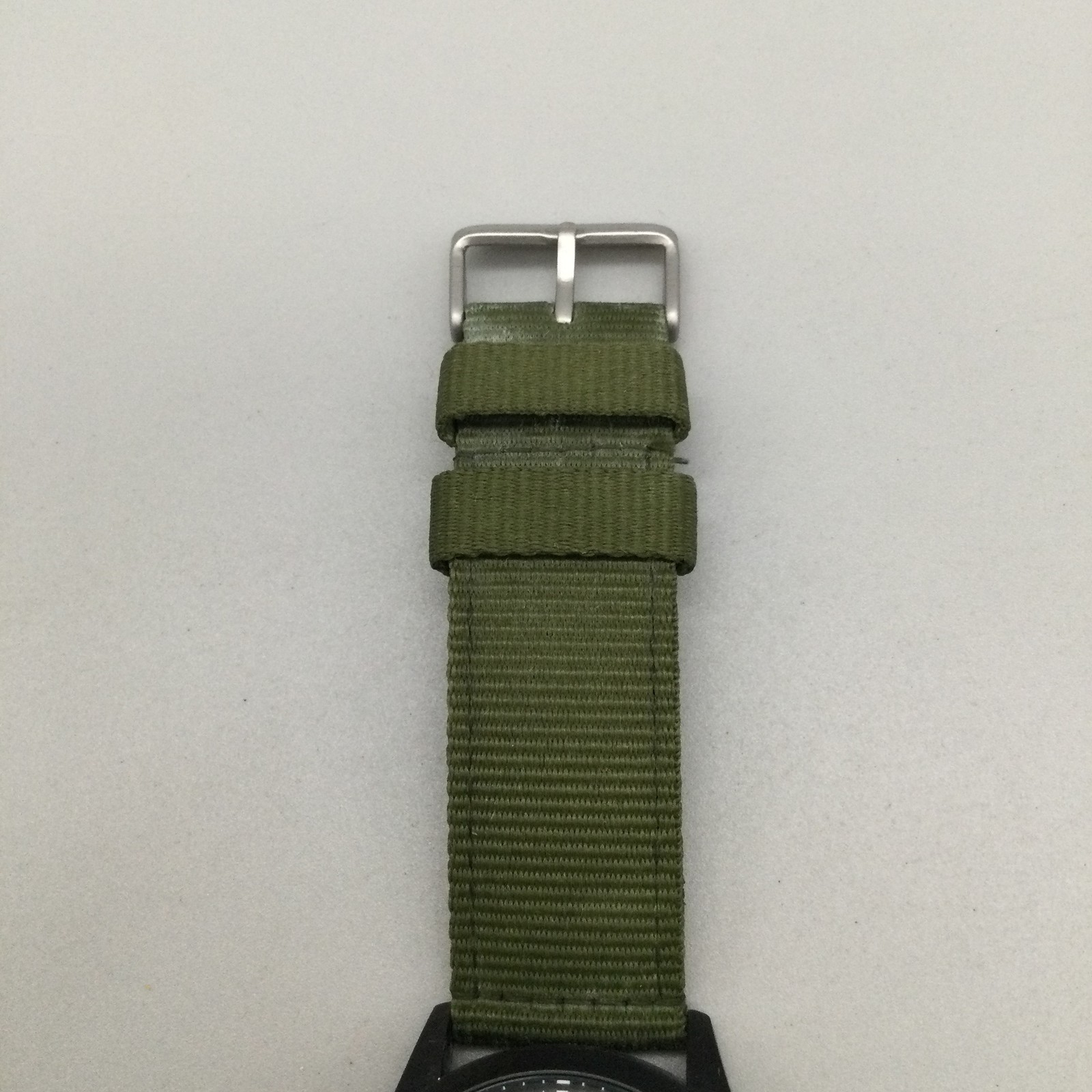 Lenqin Watch Mens 40mm Black Case Olive Green Nylon Band Date WR 50M