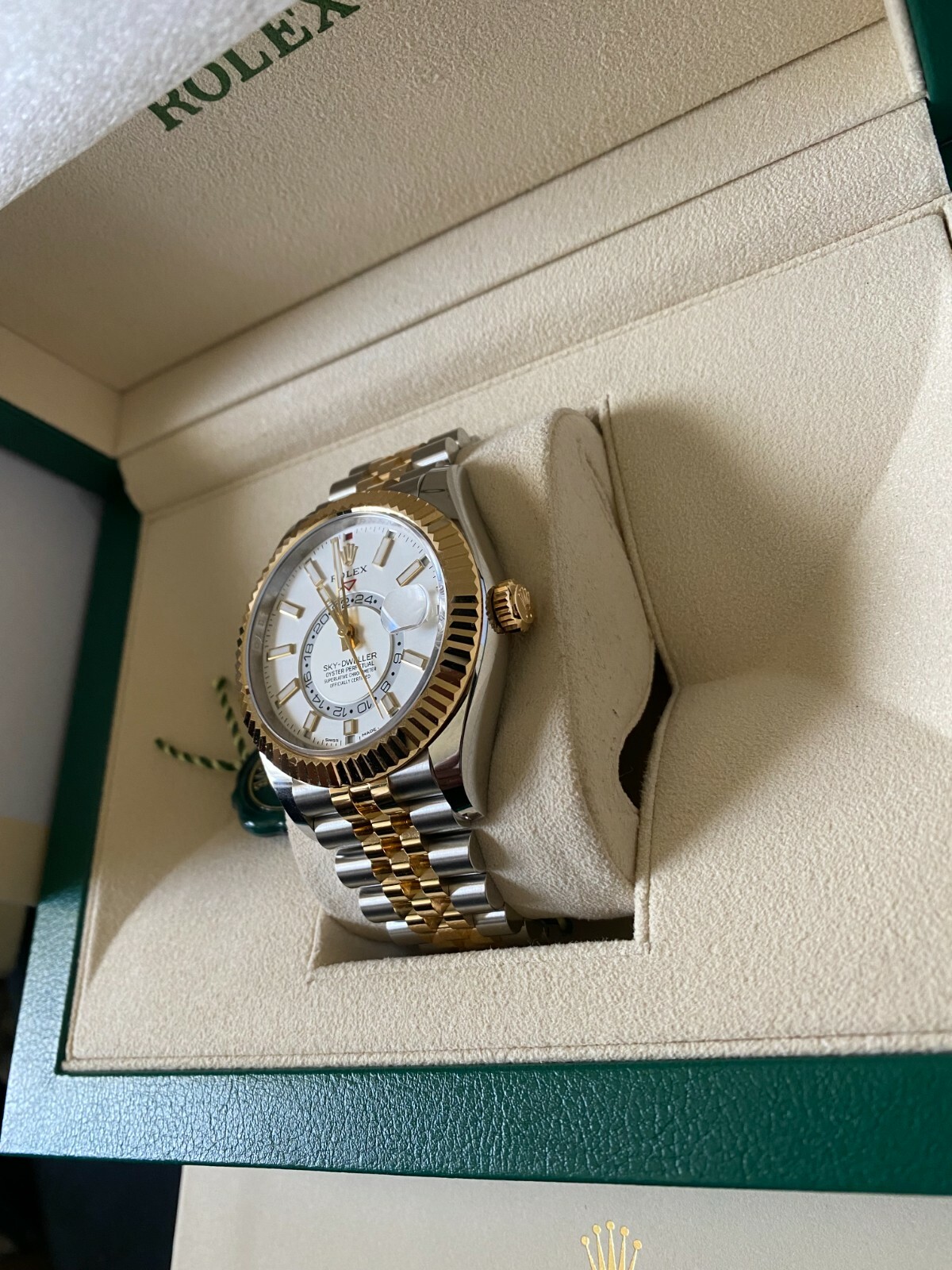 ROLEX WHITE DIAL NEW 2023 SKY DWELLER 336933 18K Gold/Steel Jubilee 42MM
