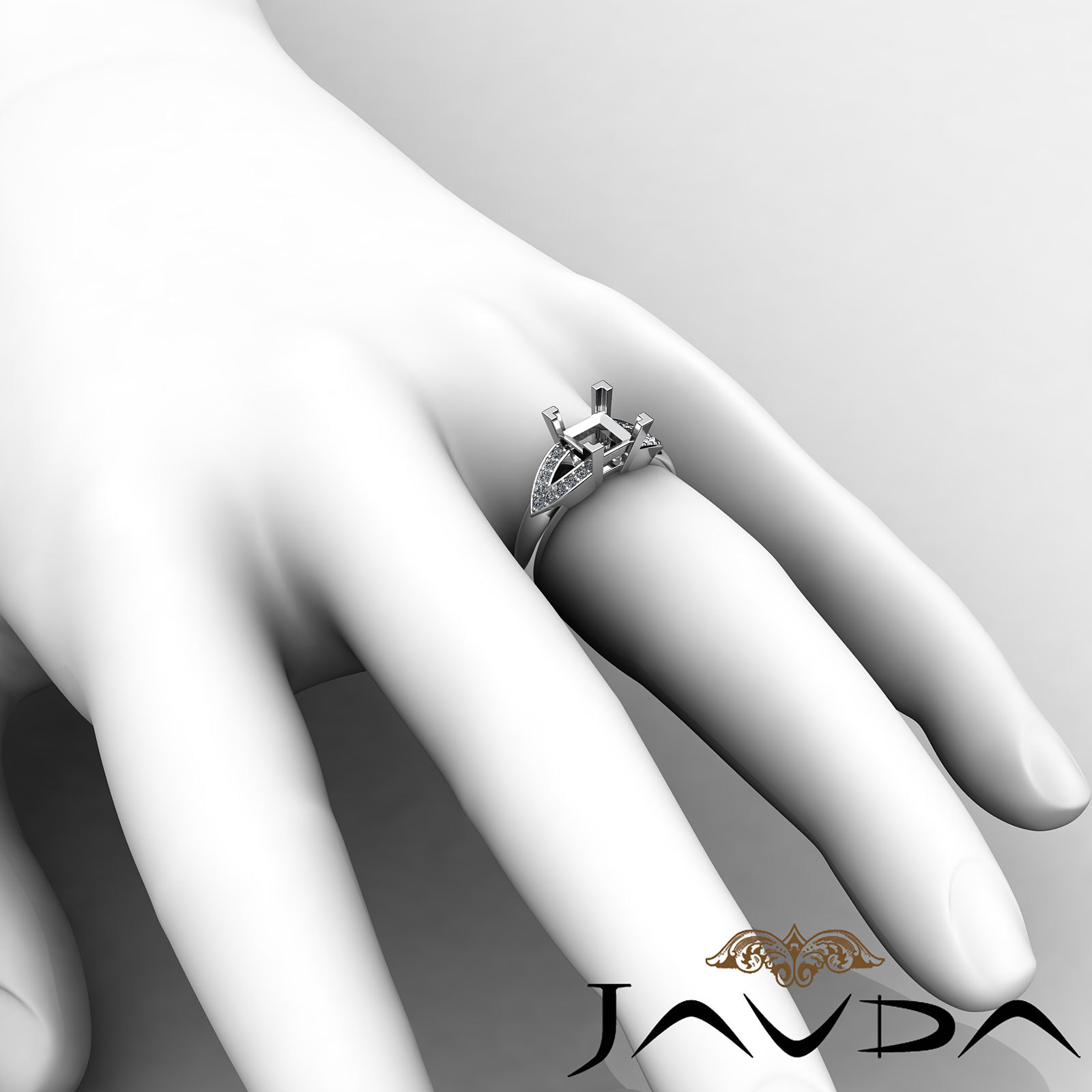 Classic Princess Semi Mount Diamond Wedding Promise Ring 18k White Gold 0.25Ctw