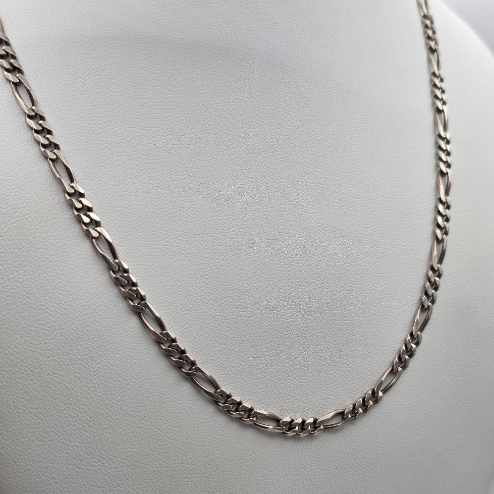 20″ Long 925 Sterling Silver 4mm Thick Diamond-Cut Figaro Link Chain Necklace