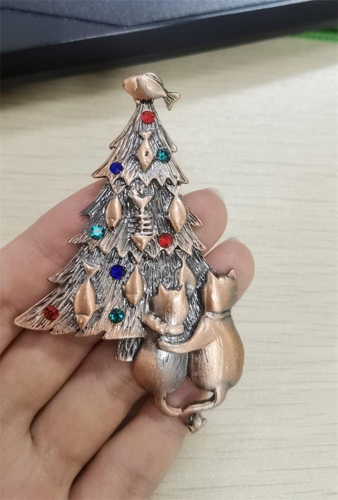 Vintage Crystal Christmas Tree Brooch Pin Jewelry Gift Accessories Christmas Gif