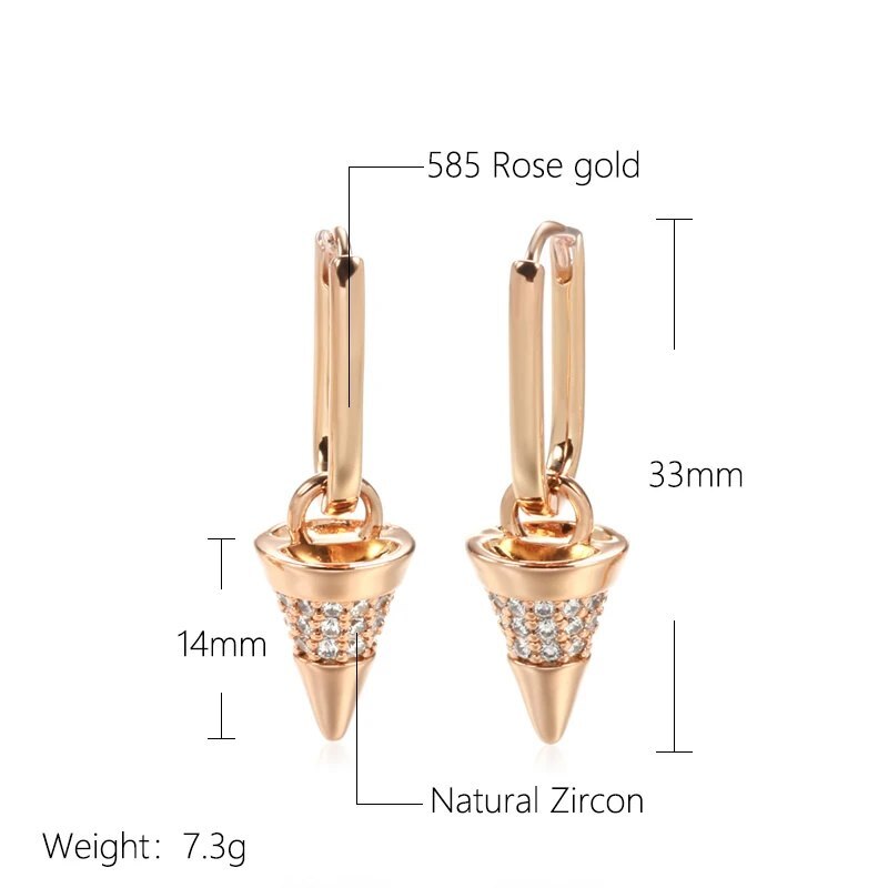 Elegant earrings drop earrings huggie 585 RG rose gold rose gold with zircon