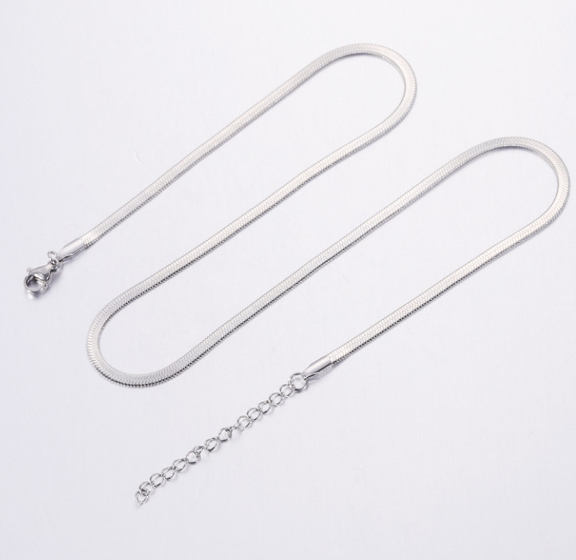 3mm Stainless Steel Silver Gold Flat Herringbone Chain Choker Necklace PE9