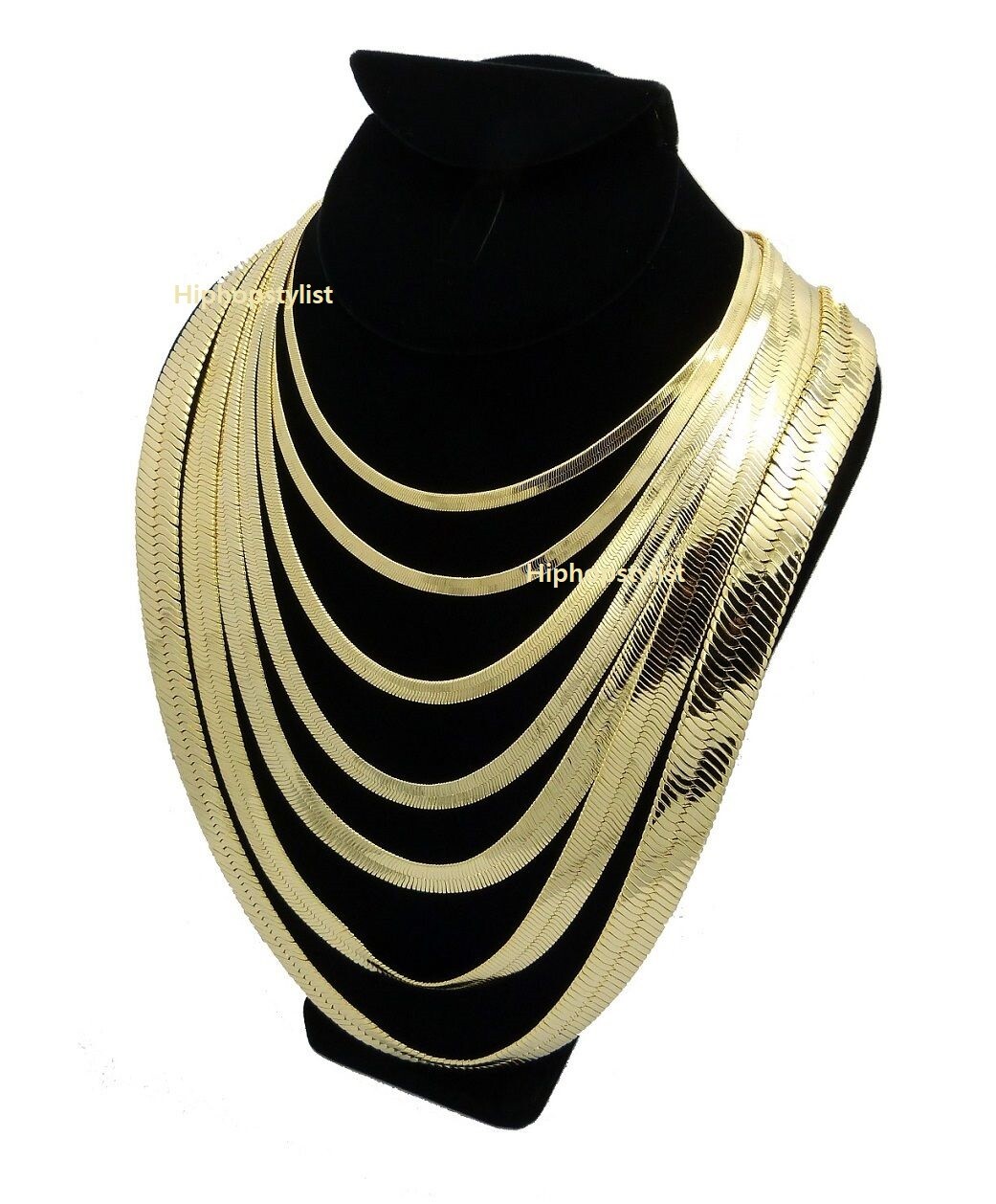 Men Herringbone Chain 14K Gold Finish 4mm to 14mm 16″ 18″ 20″ 24″ 30″ Necklace