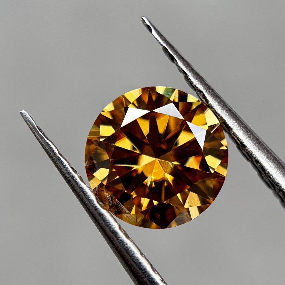 1PCS Round Champagne 3.0mm 0.1ct-15mm 12ct Loose Moissanite for Jewelry Making