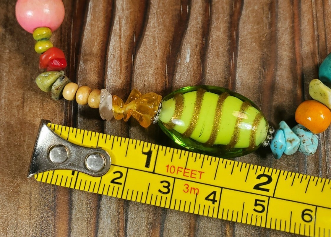 Beaded Necklace Glass Wood Stone Multi-color 32-35″ Strand string By EsMor