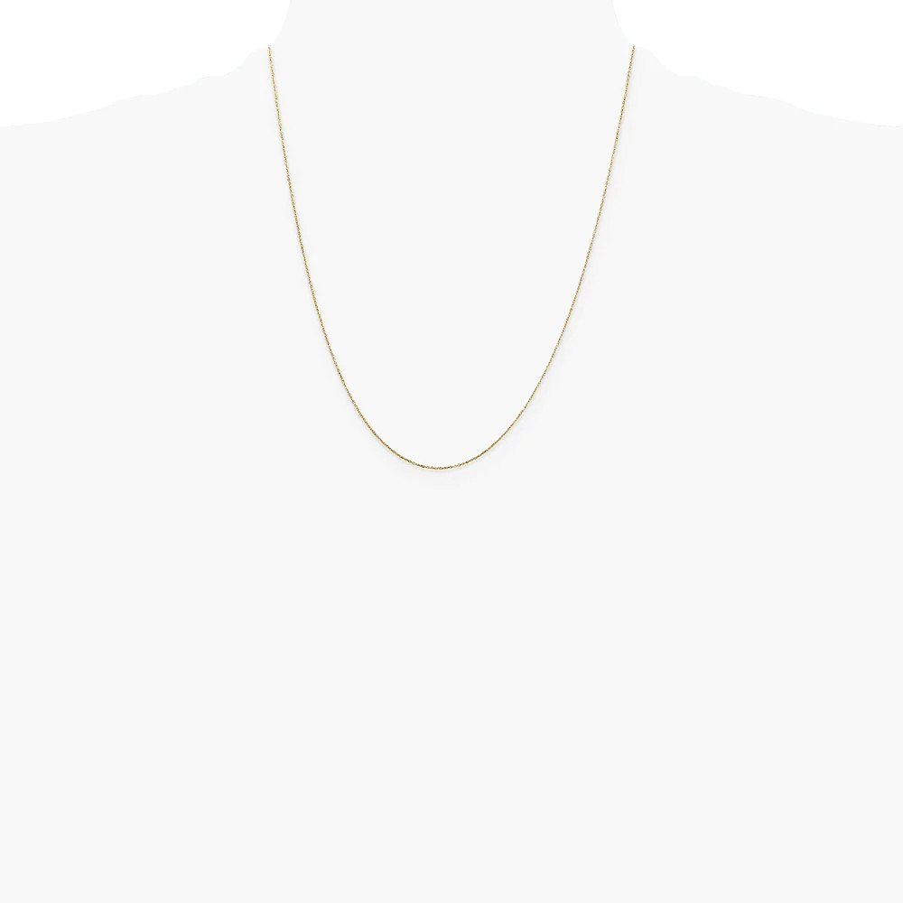 14K Yellow Gold .6mm Diamond-Cut Round Open Link Cable Chain Necklace 14″-24″
