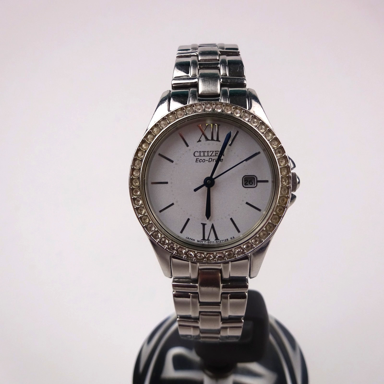 Citizen Eco Drive s076544 Watch Stainless Steel Gem Set Bezel Woman’s Date