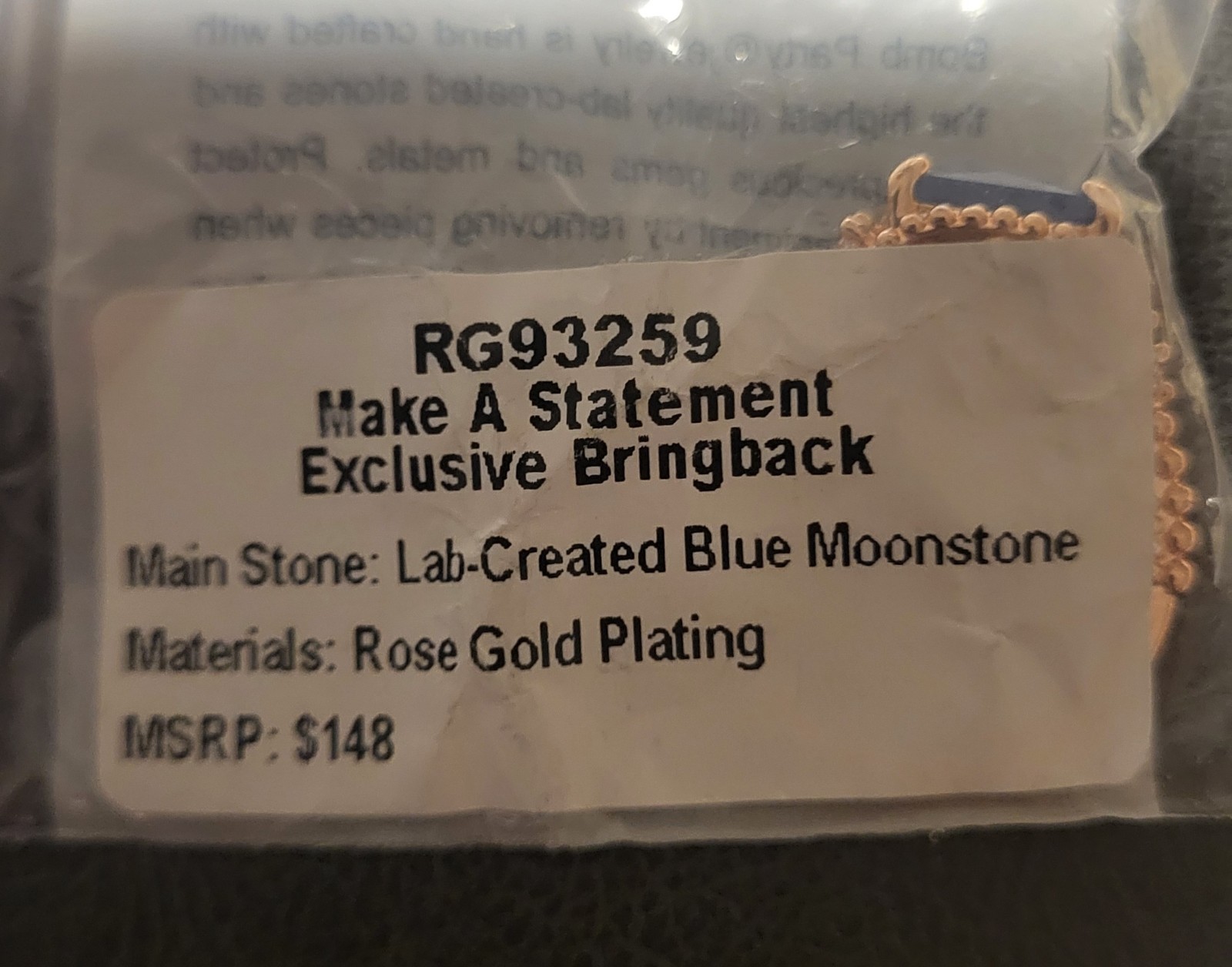 Bomb Party Sz 8 Game Of Thrones GOT Ring LC Blue Moonstone RG93259