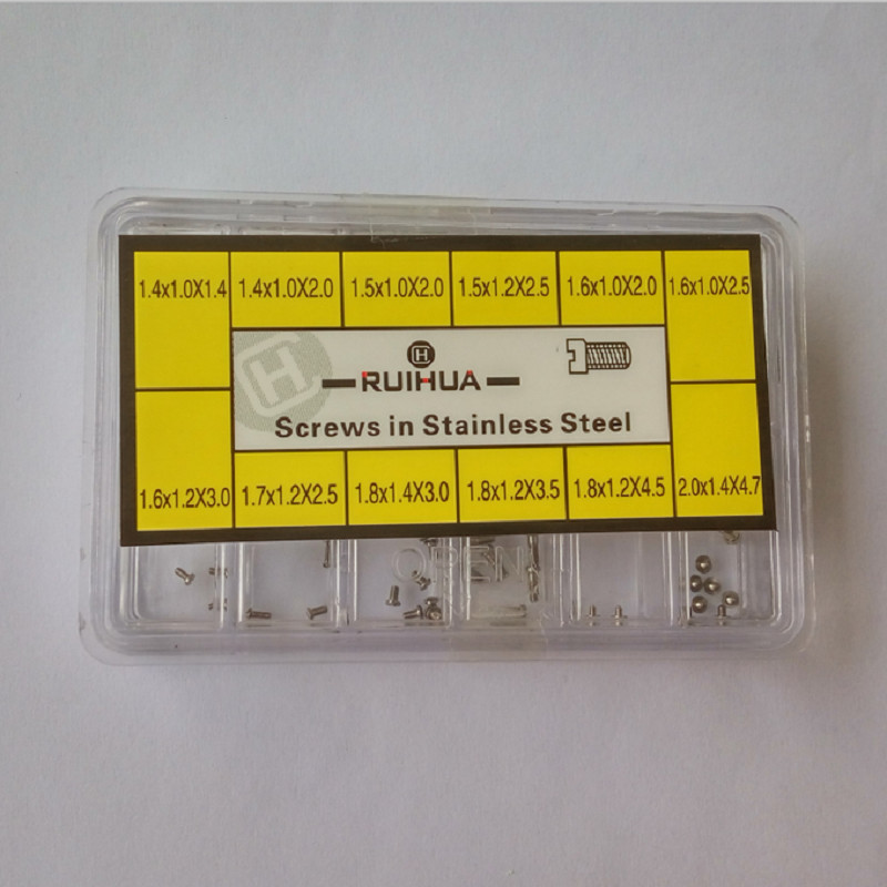 Assortment of 240 Stainless Steel Screws for Watch Back Case 12 sizes W/Box