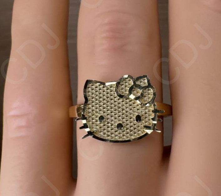 Trendy Thanksgiving Gift For Women’s Solid Metal Kitty Ring Yellow Gold Plated S