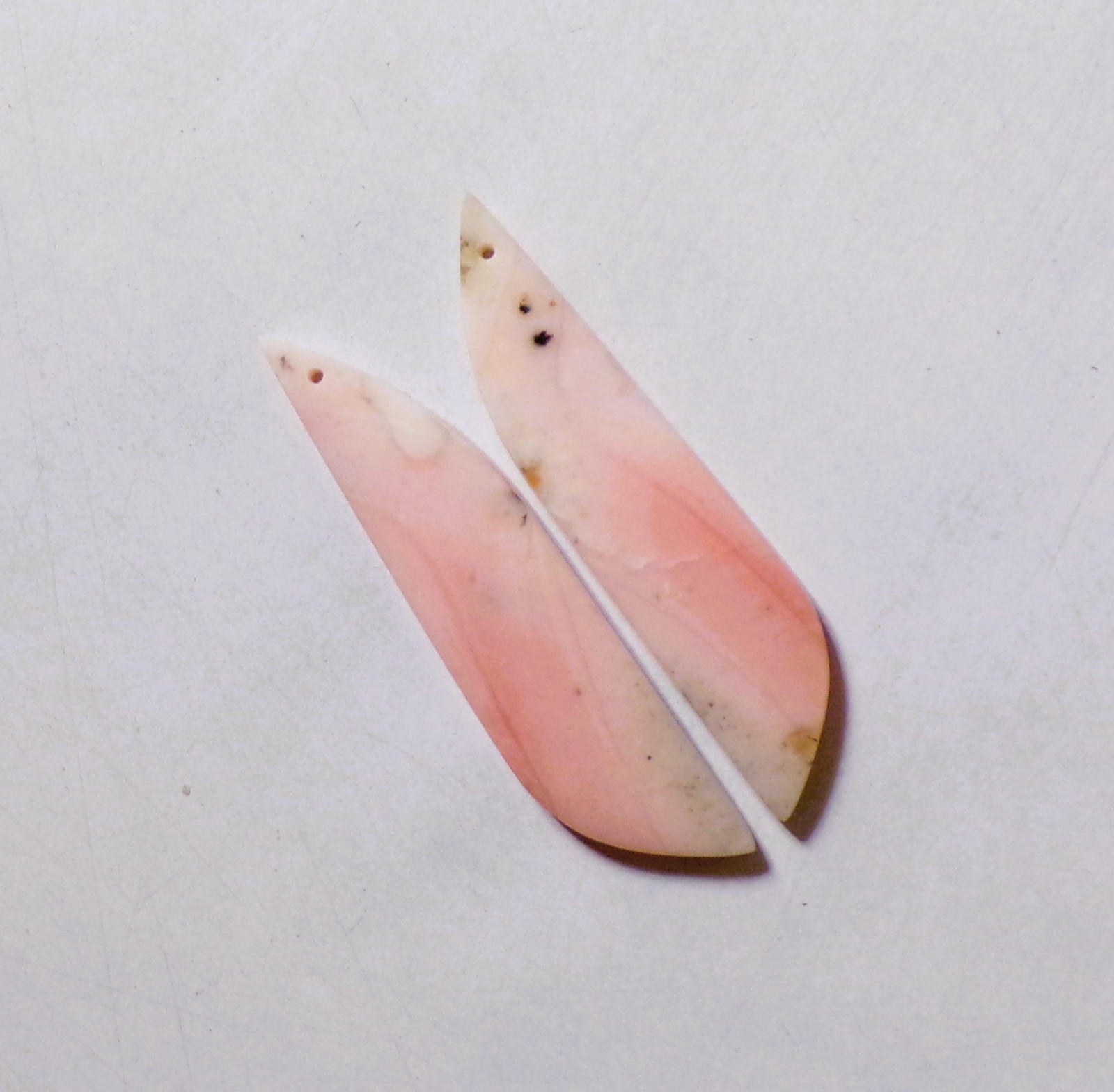37.25 Cts Natural Pink Opal Drilled Cabochon Match Pair Gemstone 53.3X12.2MM 58