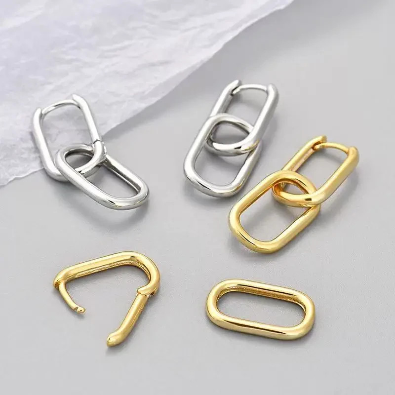 925 Sterling Silver Paperclip Link Chain Earrings Convertible Dangle Women