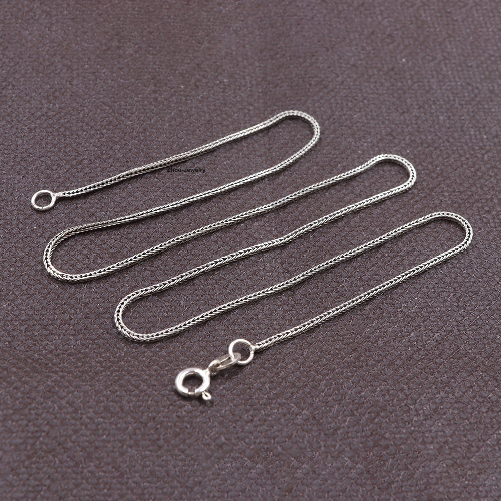 Women’s Necklace Real 925 Sterling Silver 1.2mm THIN Wheat Link Chain 15.7inch