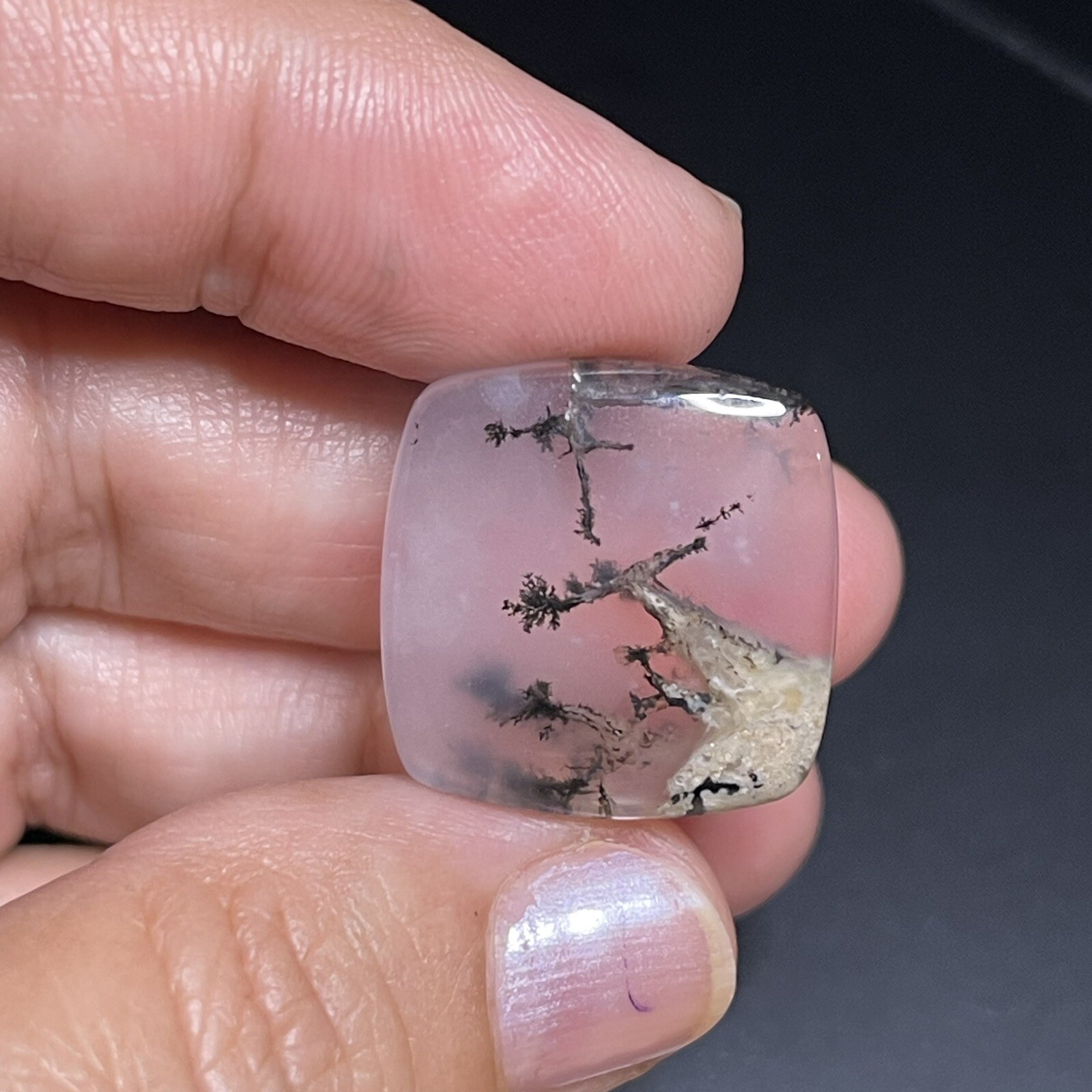 21.3ct 21x21x5.8mm Picture Like Dendrite Agate Smooth Cabochon Collector’s Stone