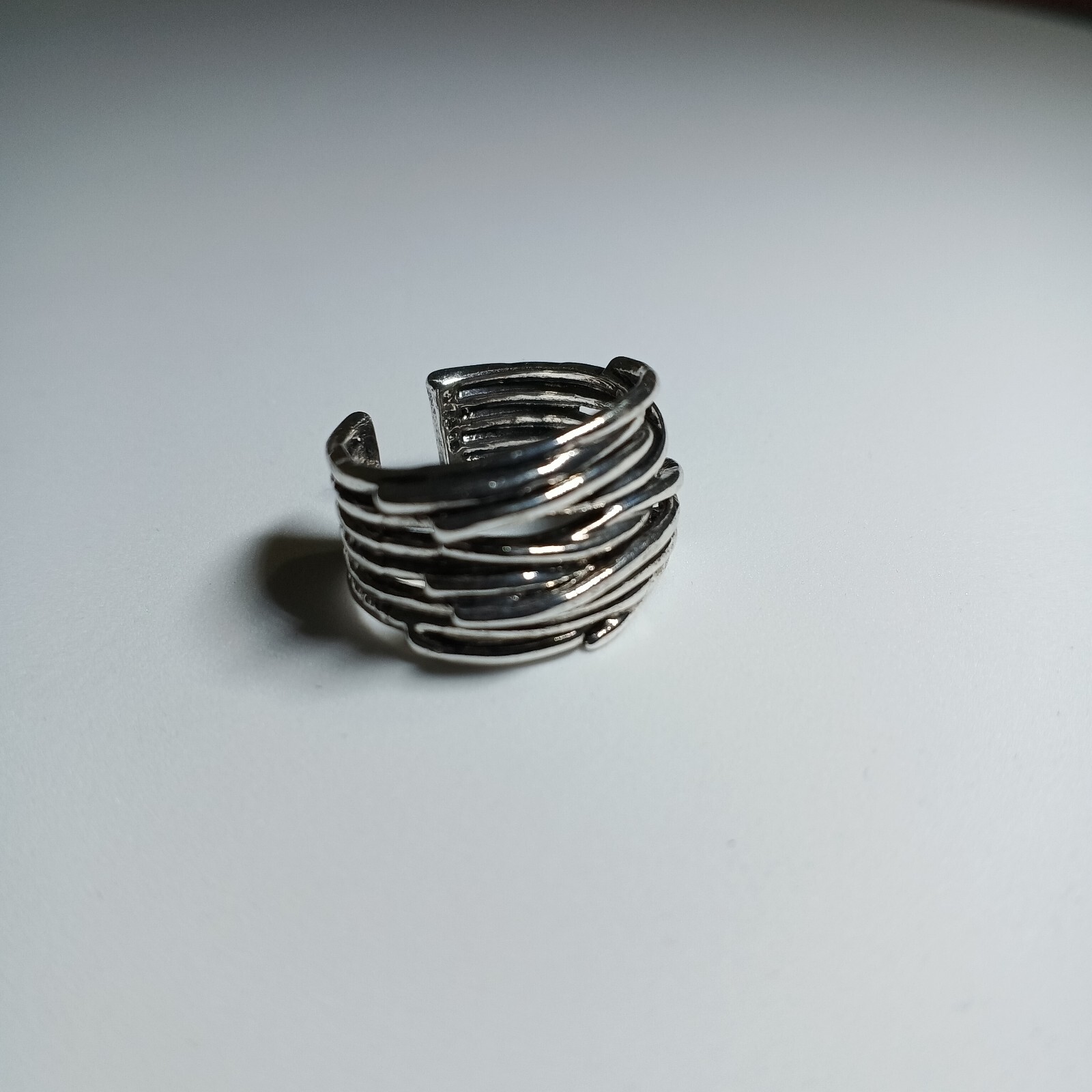 Men’s Open Rings Size 7 Y2K Hip-Hop Retro Punk Rock Alloy Silver Plated
