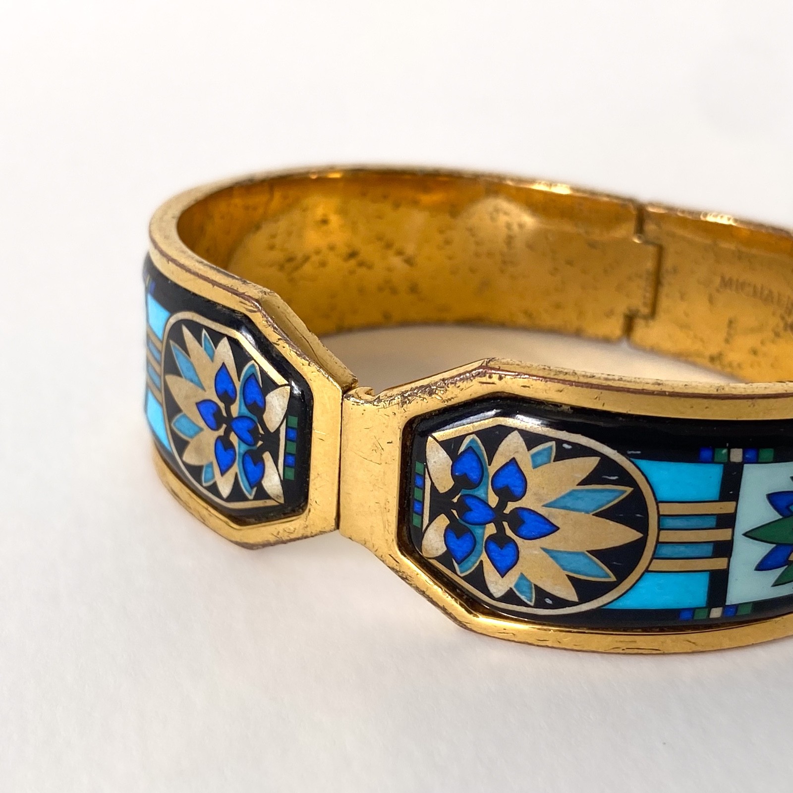 Michaela Frey Wien Vintage Gold Metal And Enamel Bracelet – 1980s