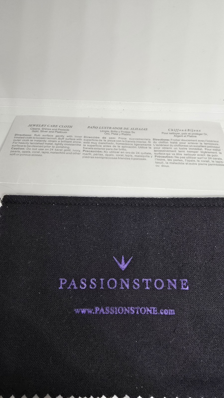 New Passionstone Black Jewelry Care Cloth 6″x4″