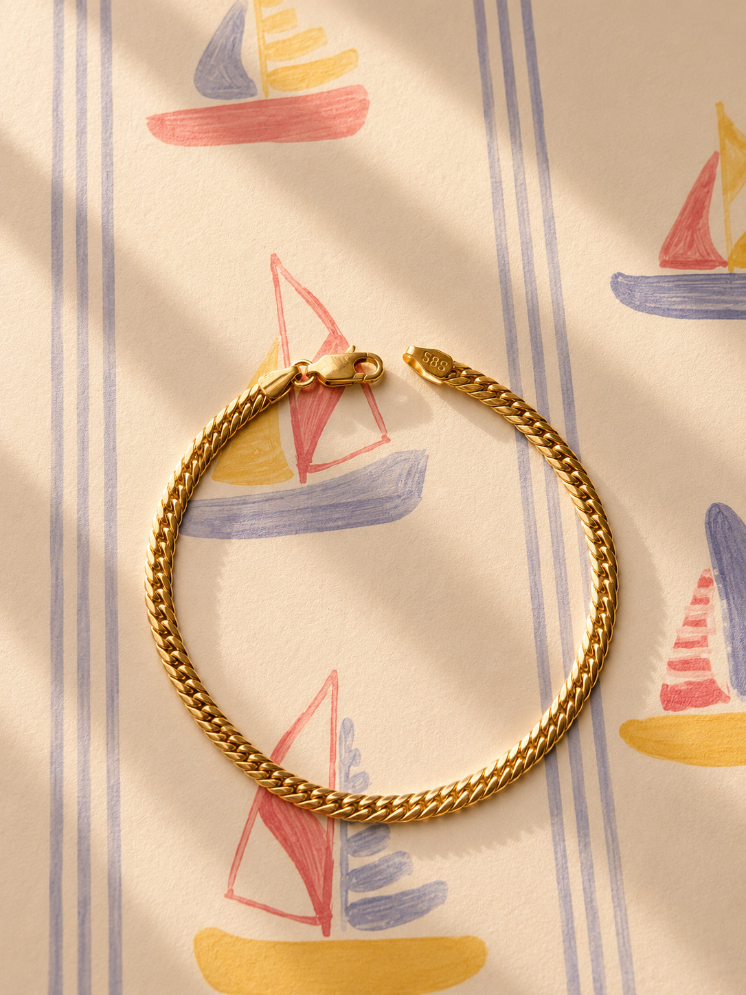 Real 14K Yellow Gold Miami Cuban Link Bracelet 3.5mm 7.5in Women Men Gift