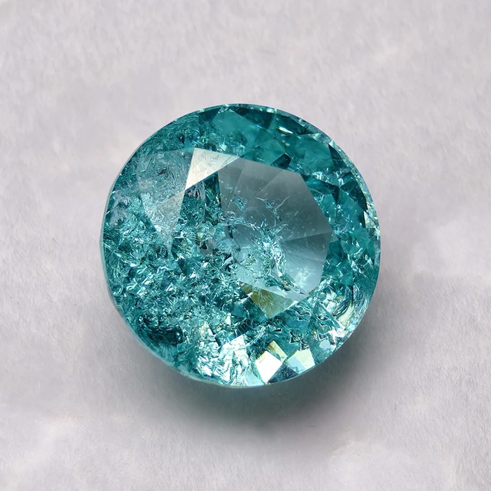AGL Lab Grown Paraiba Round Cracked Ice Cut Tourmaline Gemstones for DIY Jewelry