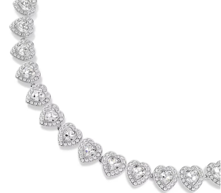 Ariana Grande x Swarovski necklace Mixed cuts, Heart, White, Rhodium plated