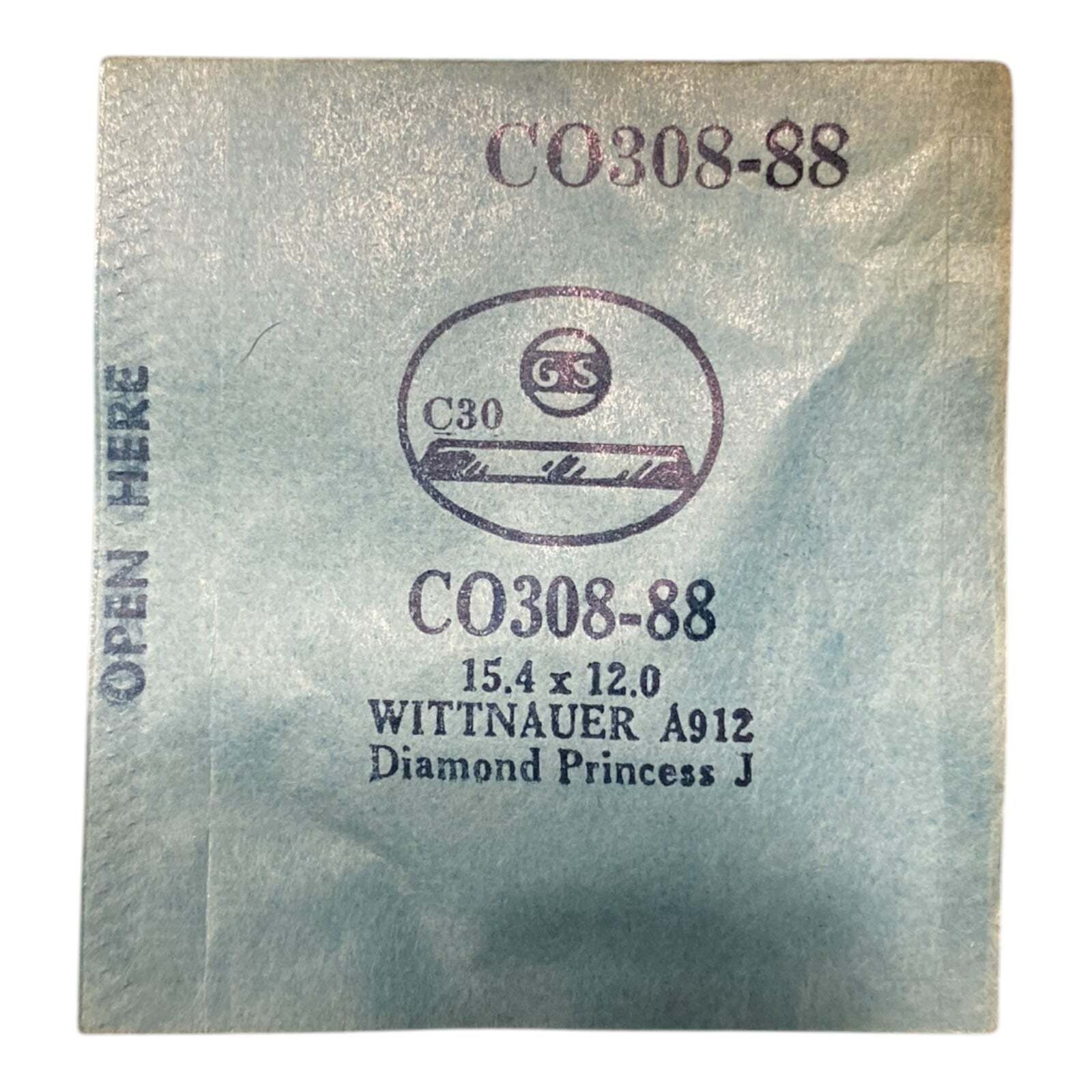 Germanow-Simon Mach (GS) CO308-88 Watch Crystal 15.4×12.0 NOS Part Wittnauer